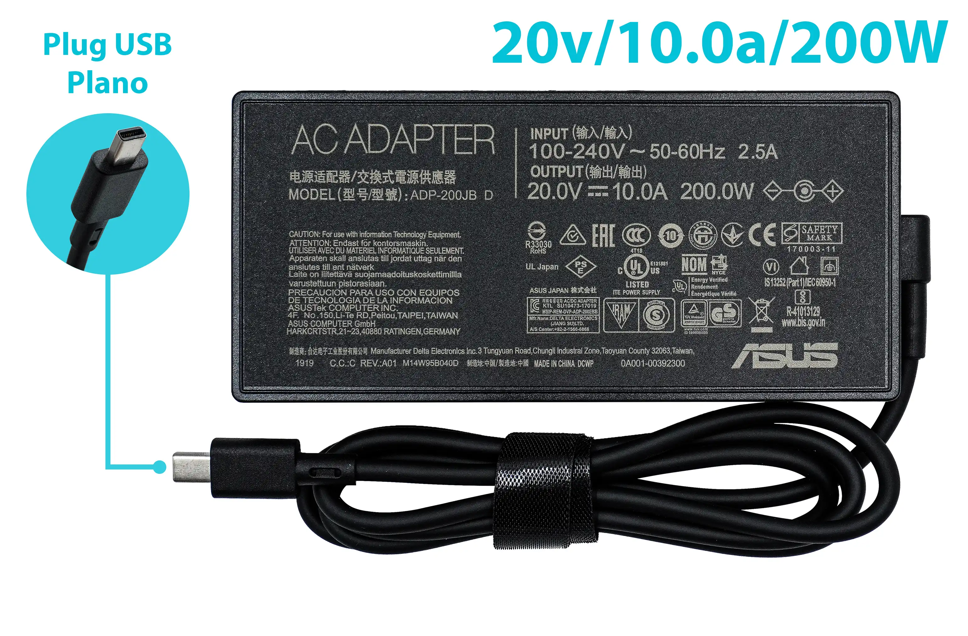 CARGADOR ASUS PUNTA PLANA