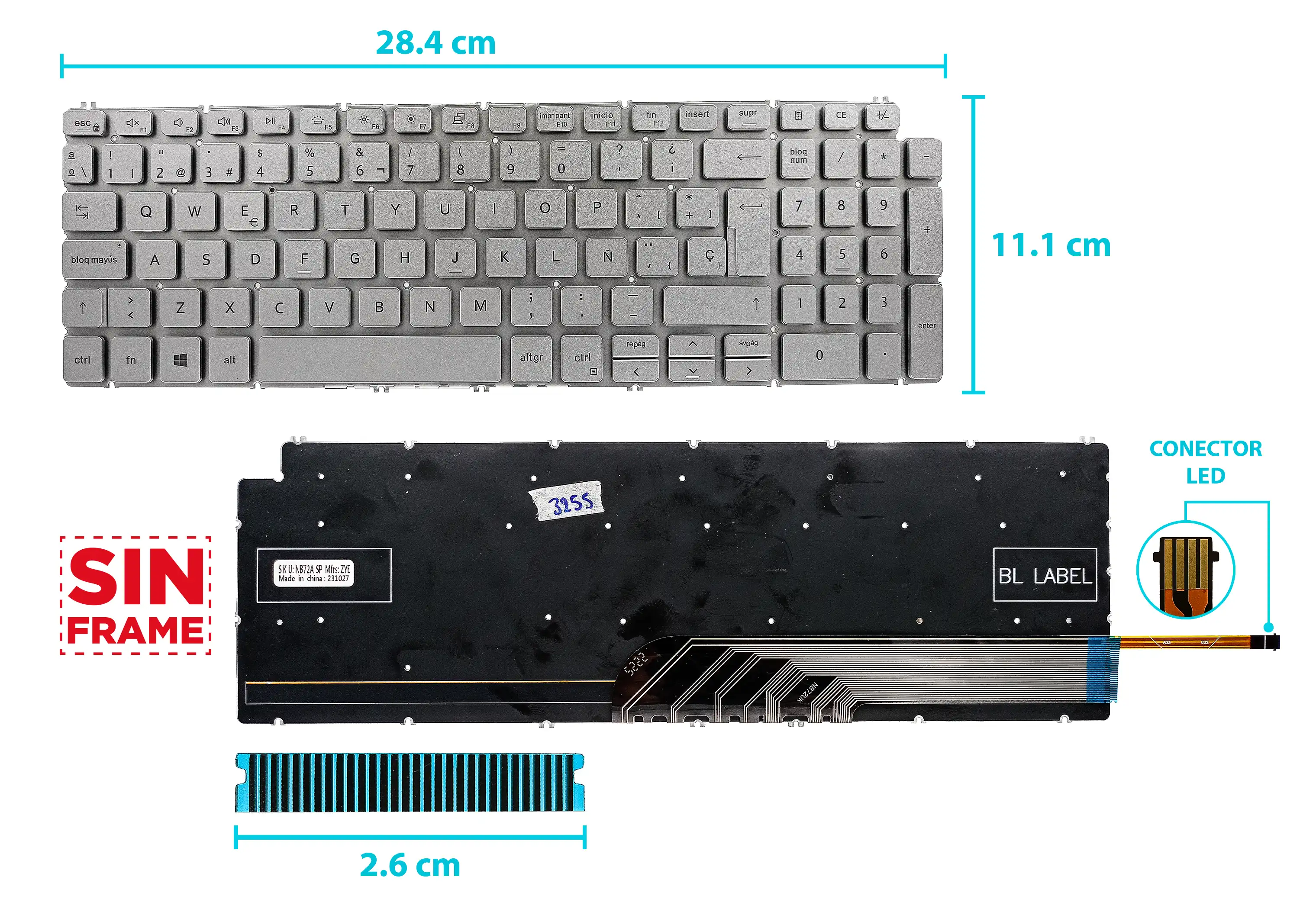 Shop Online - TASTIERA ORIGINALE DELL INSPIRON 7590 5584 5590 5593 5594 5598 15 7591 Dell 17 7791 Vostro 15 5590 7590 V5590 V7590.1.53.605.gp.324849 - Foto 2