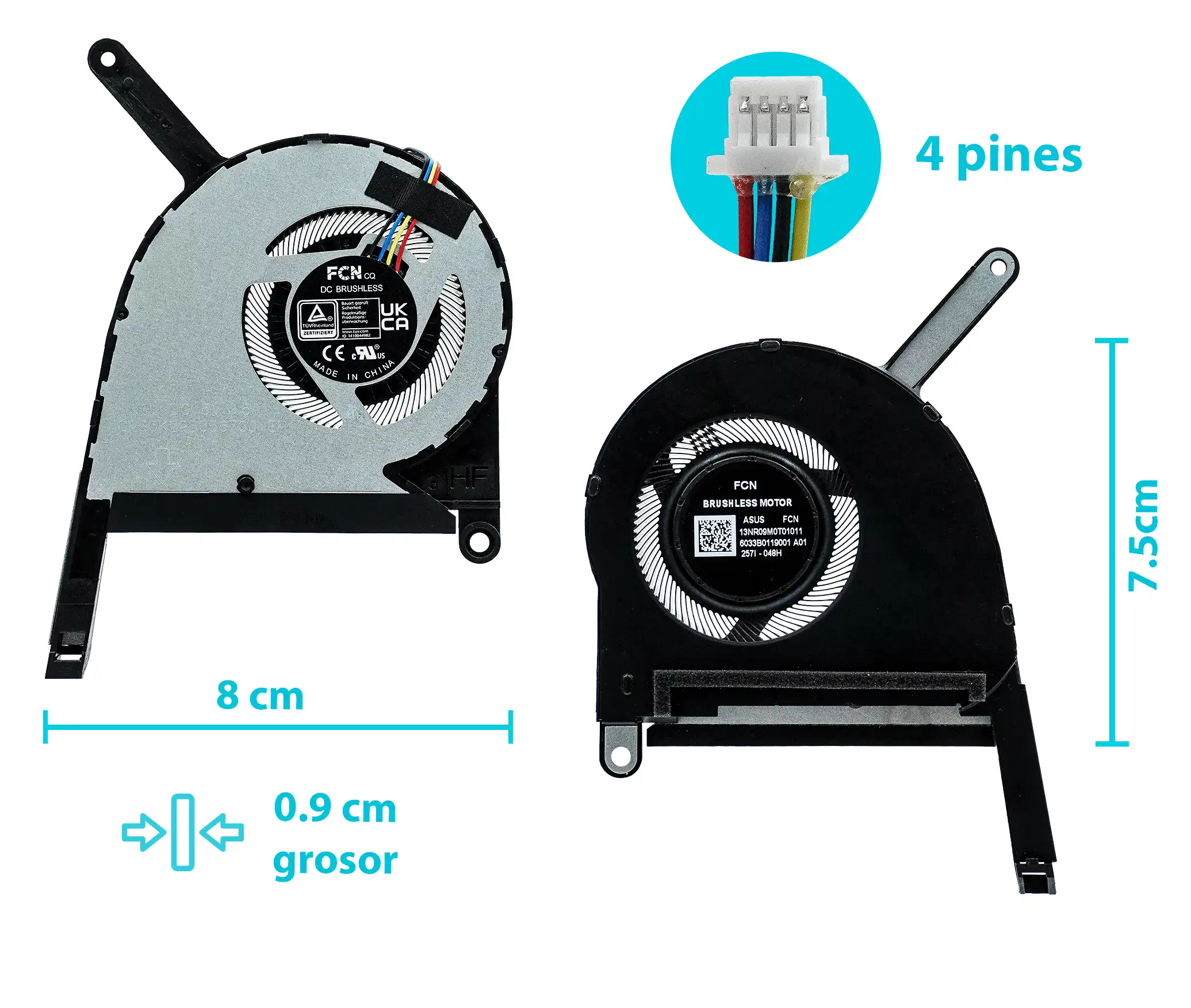 Ventilateur CPU Pour Asus FX507 / FA507 - Version 5V, Neuf, Refroidissement Ordinateur Portable